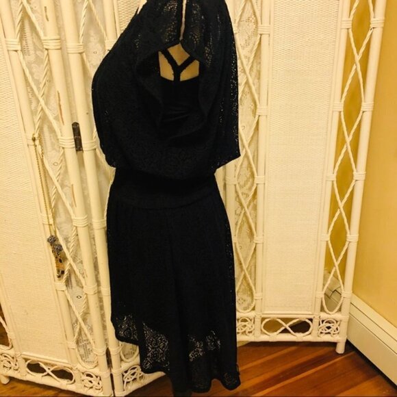 Anthropologie Dress Black Smocked Crochet Full Skirt Leifnotes Brand size Small - Picture 5 of 14